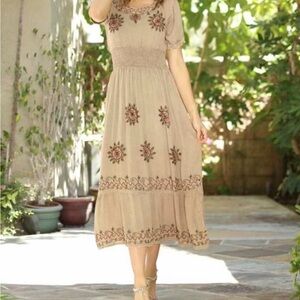 Floral Embroidered Maxi Dress Anandas Collection Medium